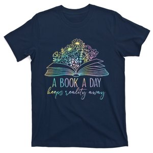 A Book A Day Keeps Reality Away Funny Reading Book Lovers T-Shirt