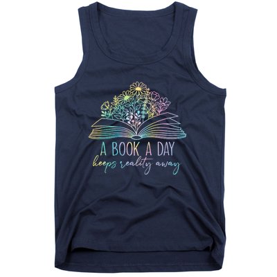 A Book A Day Keeps Reality Away Funny Reading Book Lovers Tank Top