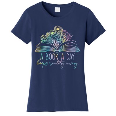 A Book A Day Keeps Reality Away Funny Reading Book Lovers Women's T-Shirt