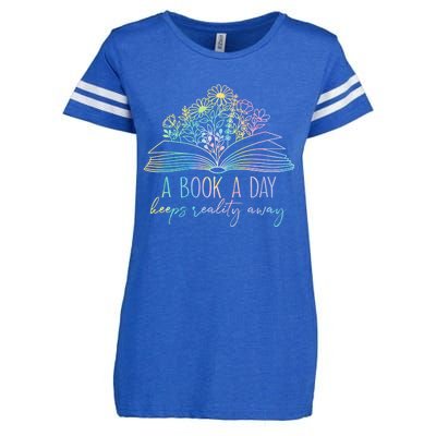 A Book A Day Keeps Reality Away Funny Reading Book Lovers Enza Ladies Jersey Football T-Shirt