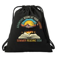 Adventure Begins At Your Library Summer Reading 2024 Vintage Drawstring Bag