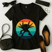 Ambystomatidae Breeder Axolotl Animal Funny Retro  Women's V-Neck T-Shirt