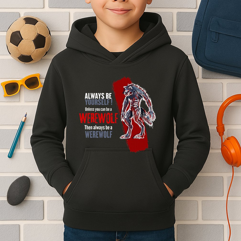Always Be A Werewolf Funny Cool Wolf Lover Gift Kids Hoodie