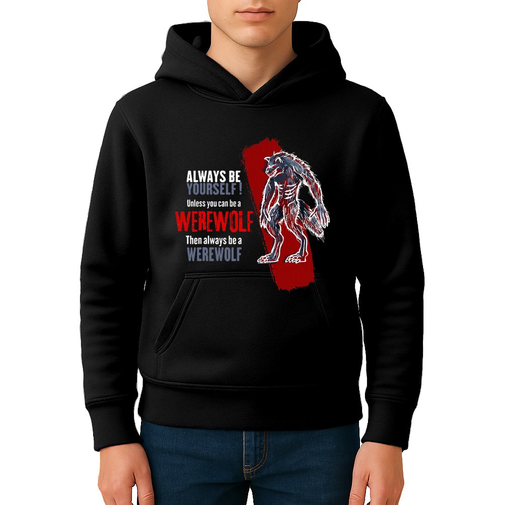 Always Be A Werewolf Funny Cool Wolf Lover Gift Kids Hoodie