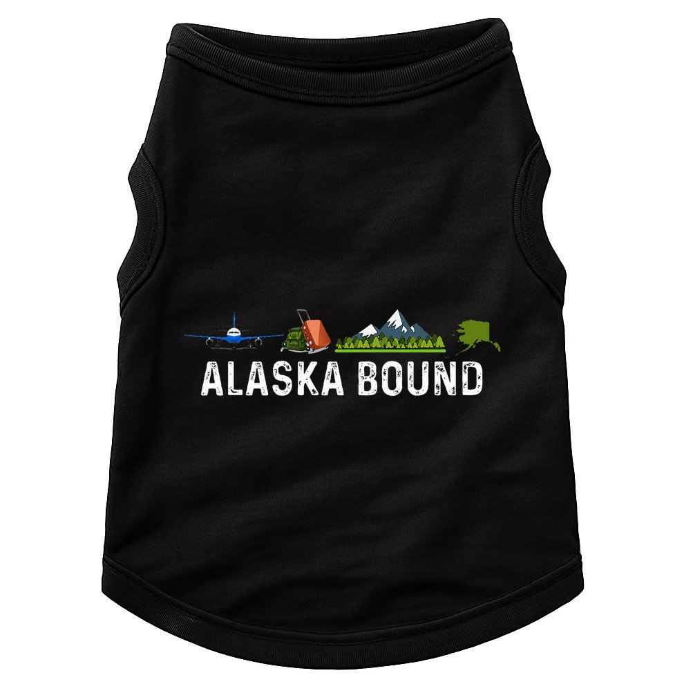 Alaska Bound Airplane Luggage And Mountains Doggie Tank