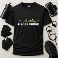 Alaska Bound Airplane Luggage And Mountains Cooling Performance Crew T-Shirt
