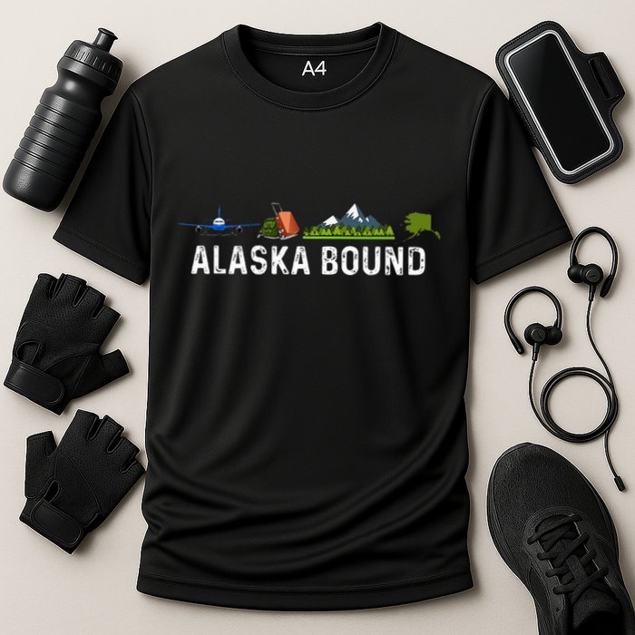 Alaska Bound Airplane Luggage And Mountains Cooling Performance Crew T-Shirt