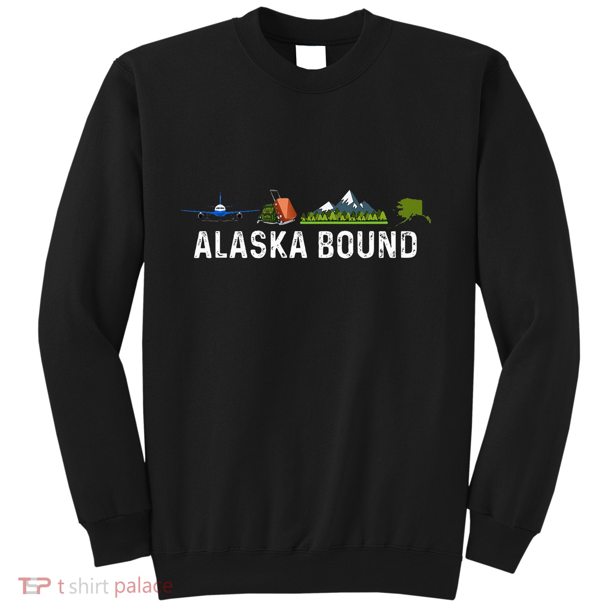 Alaska Bound Airplane Luggage And Mountains Sweatshirt