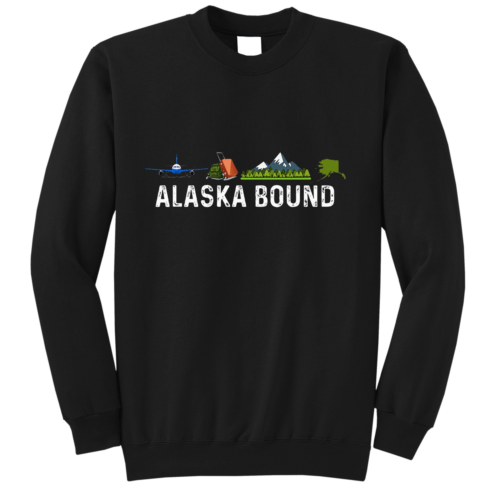 Alaska Bound Airplane Luggage And Mountains Sweatshirt