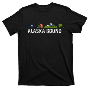 Alaska Bound Airplane Luggage And Mountains T-Shirt