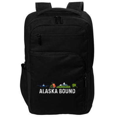 Alaska Bound Airplane Luggage And Mountains Impact Tech Backpack