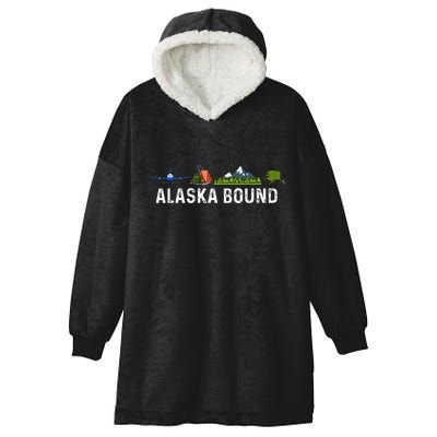 Alaska Bound Airplane Luggage And Mountains Hooded Wearable Blanket