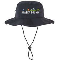 Alaska Bound Airplane Luggage And Mountains Bucket Hat