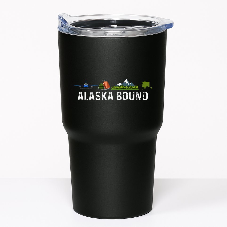 Alaska Bound Airplane Luggage And Mountains Tumbler