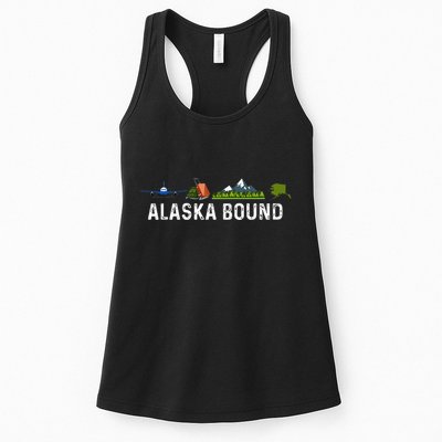 Alaska Bound Airplane Luggage And Mountains Womens Tank Top