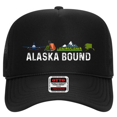Alaska Bound Airplane Luggage And Mountains Trucker Hat