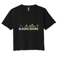Alaska Bound Airplane Luggage And Mountains Women's Crop Top Tee