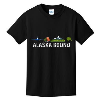 Alaska Bound Airplane Luggage And Mountains Kids T-Shirt