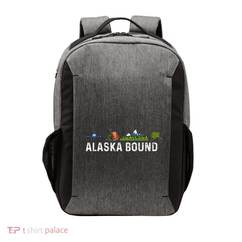 Alaska Bound Airplane Luggage And Mountains Vector Backpack