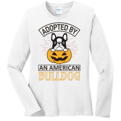 Adopted By American Bulldog Ladies Long Sleeve Shirt