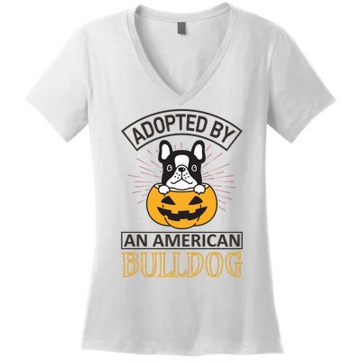 Adopted By American Bulldog Women's V-Neck T-Shirt