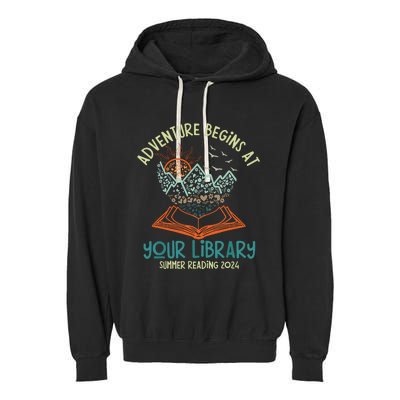 Adventure Begins At Your Library Summer Reading 2024 Garment-Dyed Fleece Hoodie