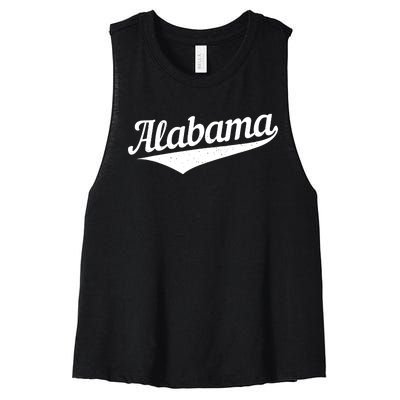 Alabama Bama Al Pride State Vintage Retro Sports Style Women's Racerback Cropped Tank