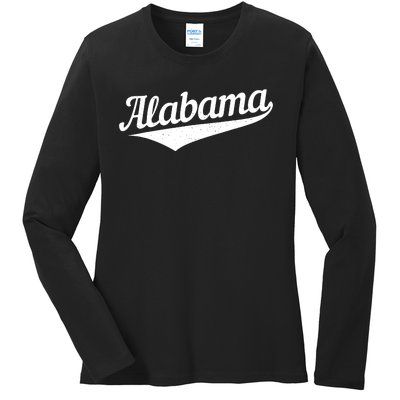 Alabama Bama Al Pride State Vintage Retro Sports Style Ladies Long Sleeve Shirt