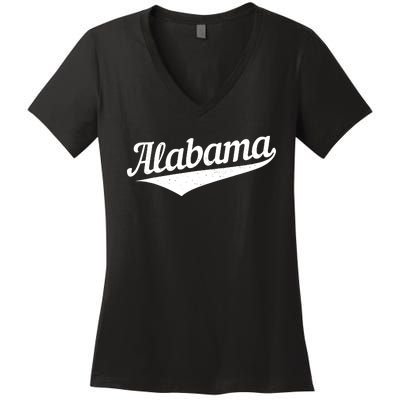 Alabama Bama Al Pride State Vintage Retro Sports Style Women's V-Neck T-Shirt