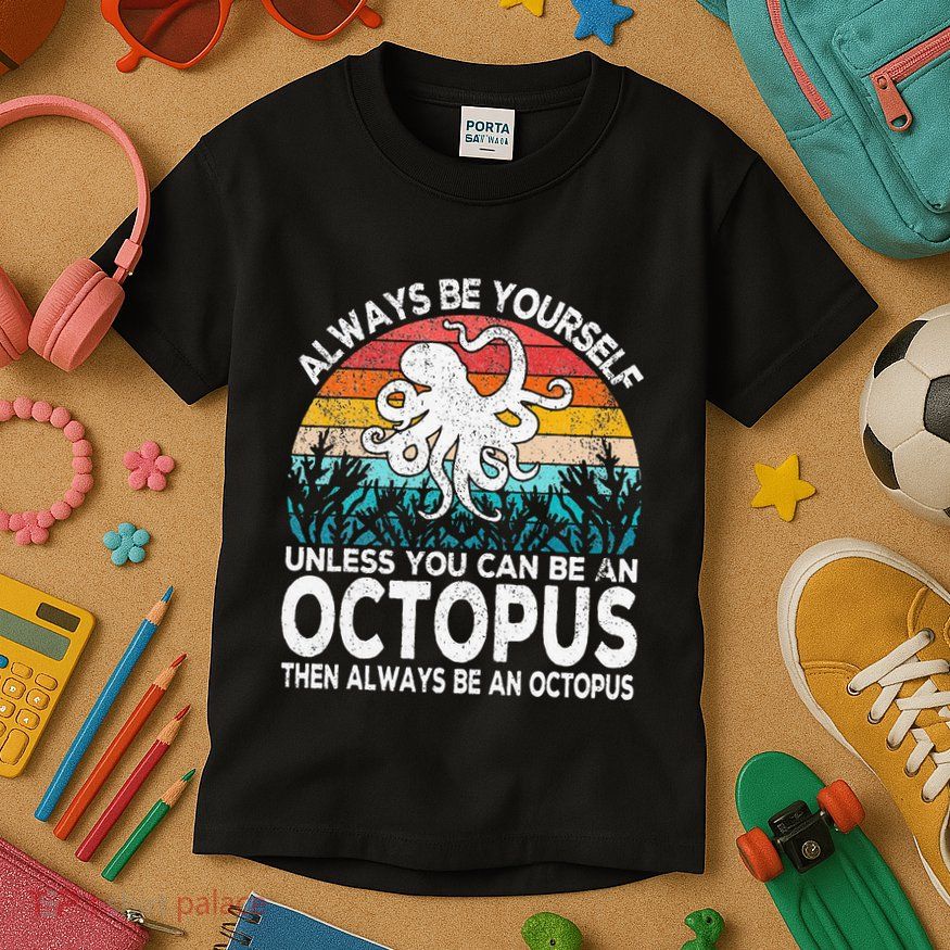 Always Be An Octopus Lover Funny Octopus Quote Retro Kids T-Shirt