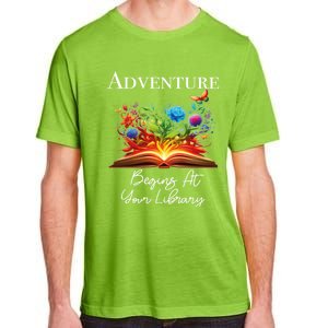 Adventure Begins At Your Library Summer Reading 2024 Flowers Cool Gift Adult ChromaSoft Performance T-Shirt