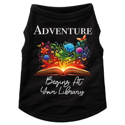 Adventure Begins At Your Library Summer Reading 2024 Flowers Cool Gift Doggie Tank