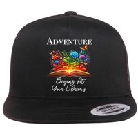 Adventure Begins At Your Library Summer Reading 2024 Flowers Cool Gift Flat Bill Trucker Hat