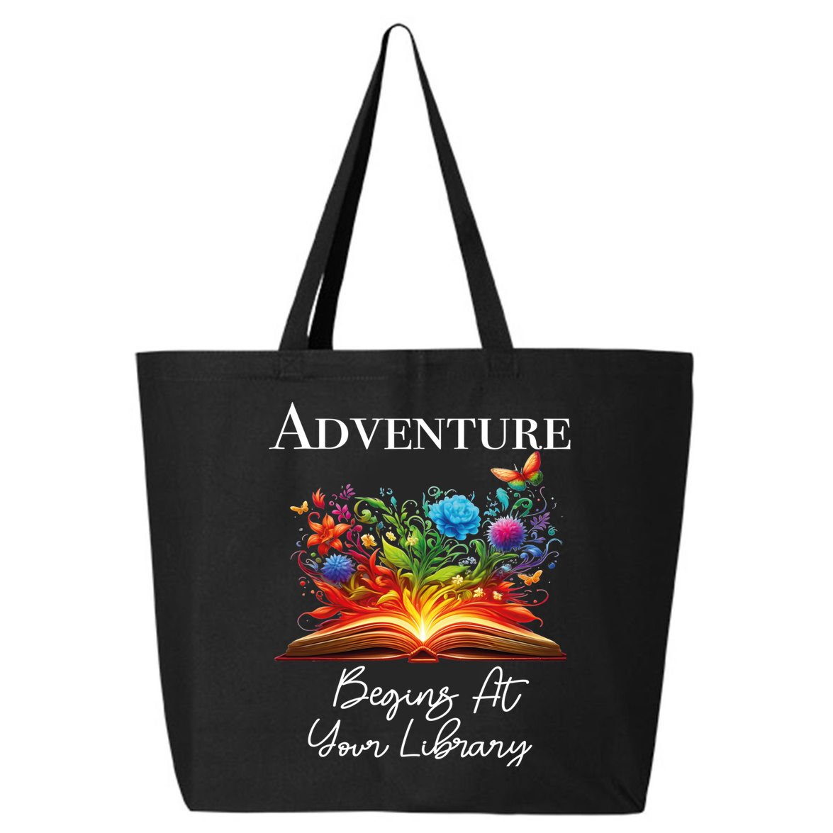 Adventure Begins At Your Library Summer Reading 2024 Flowers Cool Gift 25L Jumbo Tote