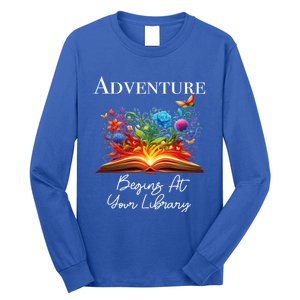 Adventure Begins At Your Library Summer Reading 2024 Flowers Cool Gift Long Sleeve Shirt