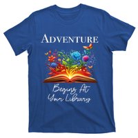 Adventure Begins At Your Library Summer Reading 2024 Flowers Cool Gift T-Shirt