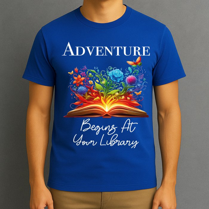 Adventure Begins At Your Library Summer Reading 2024 Flowers Cool Gift T-Shirt