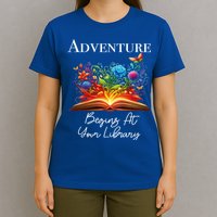 Adventure Begins At Your Library Summer Reading 2024 Flowers Cool Gift T-Shirt