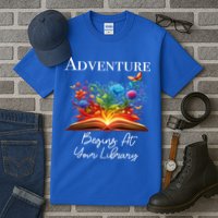 Adventure Begins At Your Library Summer Reading 2024 Flowers Cool Gift Tall T-Shirt