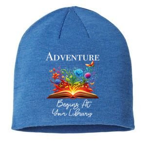 Adventure Begins At Your Library Summer Reading 2024 Flowers Cool Gift Sustainable Beanie