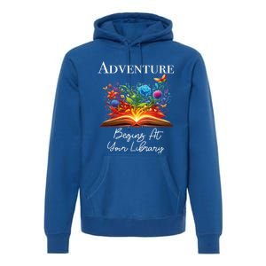 Adventure Begins At Your Library Summer Reading 2024 Flowers Cool Gift Premium Hoodie