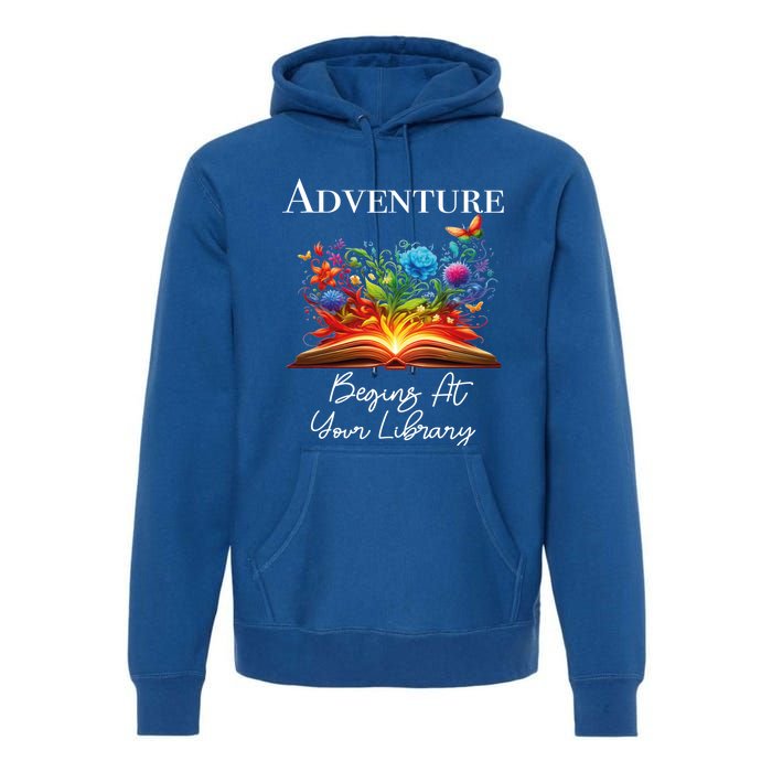 Adventure Begins At Your Library Summer Reading 2024 Flowers Cool Gift Premium Hoodie