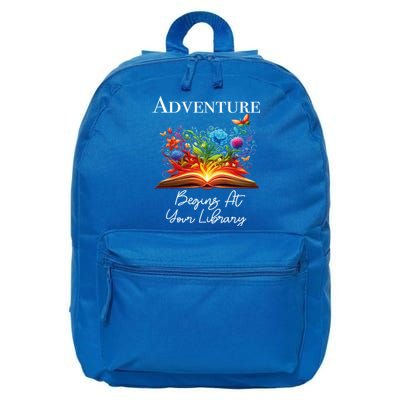 Adventure Begins At Your Library Summer Reading 2024 Flowers Cool Gift 16 in Basic Backpack