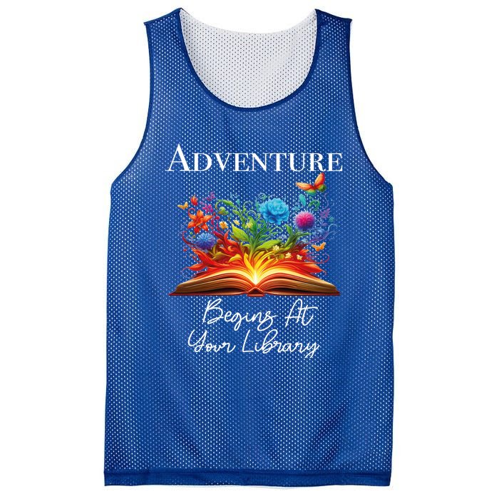 Adventure Begins At Your Library Summer Reading 2024 Flowers Cool Gift Mesh Reversible Basketball Jersey Tank