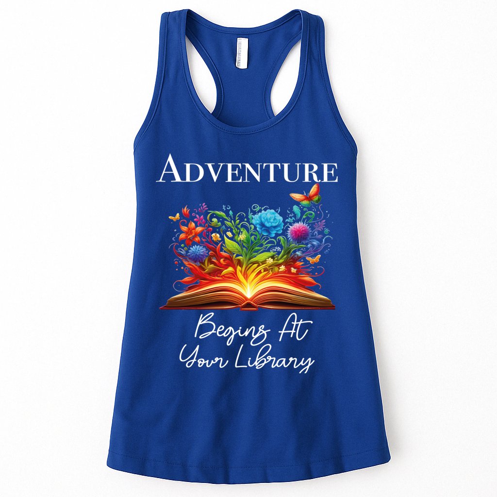 Adventure Begins At Your Library Summer Reading 2024 Flowers Cool Gift Womens Tank Top
