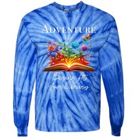 Adventure Begins At Your Library Summer Reading 2024 Flowers Cool Gift Tie-Dye Long Sleeve Shirt