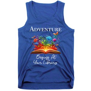 Adventure Begins At Your Library Summer Reading 2024 Flowers Cool Gift Tank Top