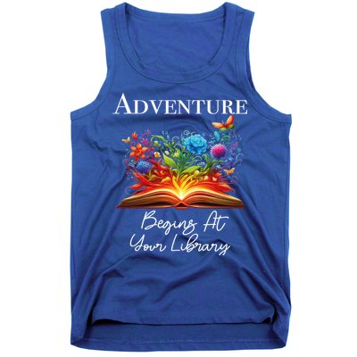 Adventure Begins At Your Library Summer Reading 2024 Flowers Cool Gift Tank Top