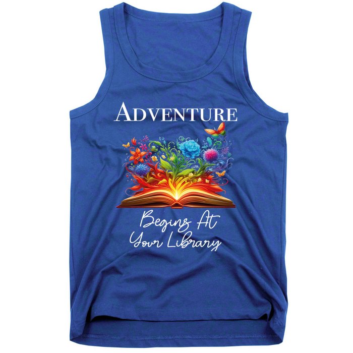 Adventure Begins At Your Library Summer Reading 2024 Flowers Cool Gift Tank Top