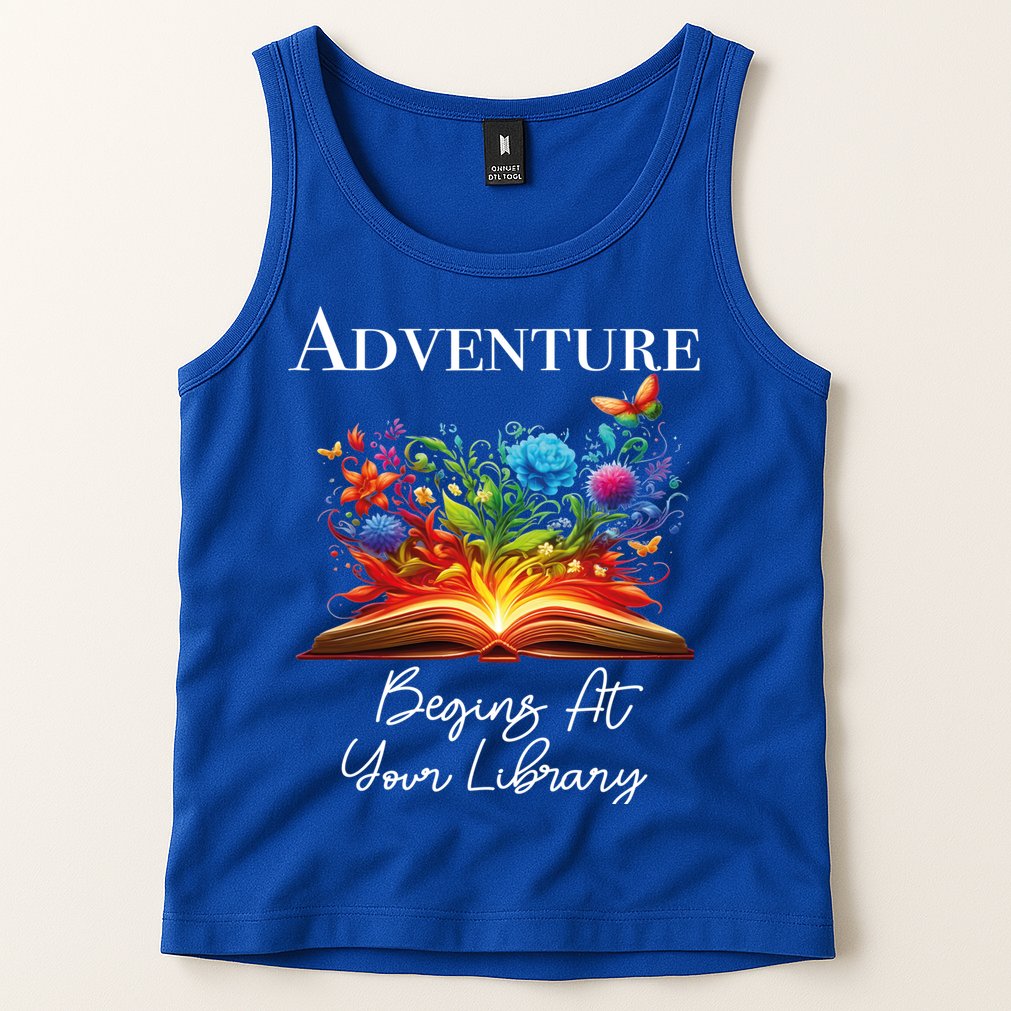 Adventure Begins At Your Library Summer Reading 2024 Flowers Cool Gift Tank Top